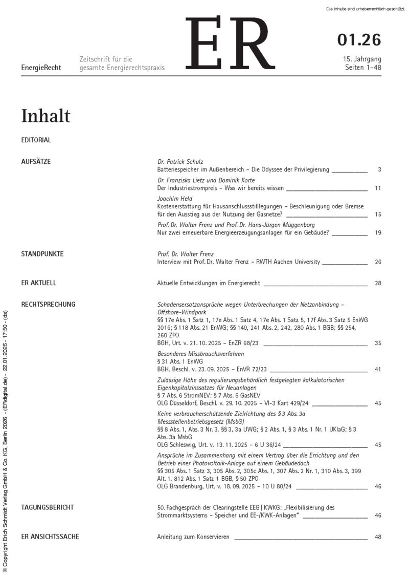 Inhaltsverzeichnis der Zeitschrift ER