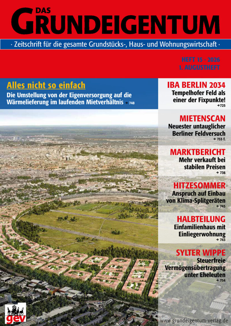 Titelbild DAS GRUNDEIGENTUM Ausgabe 15 / 2026